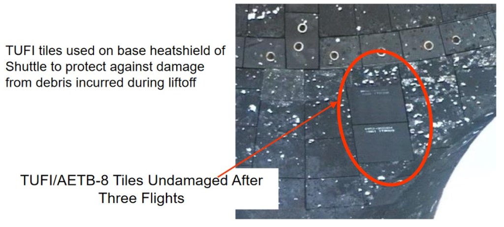 A picture of the next generation tile installed on the Space Shuttle. From Thermal Protection Materials and Systems: Past and Future by Sylvia M. Johnson, NASA Ames Research Center.