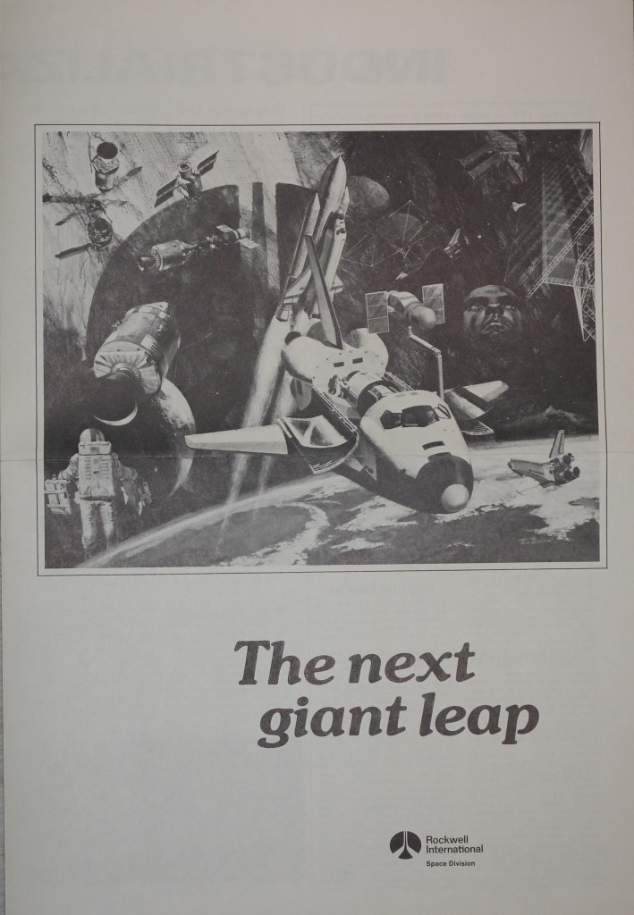 From Rockwell International, circa the late 1970s, entitled "The next giant leap". Cover page.